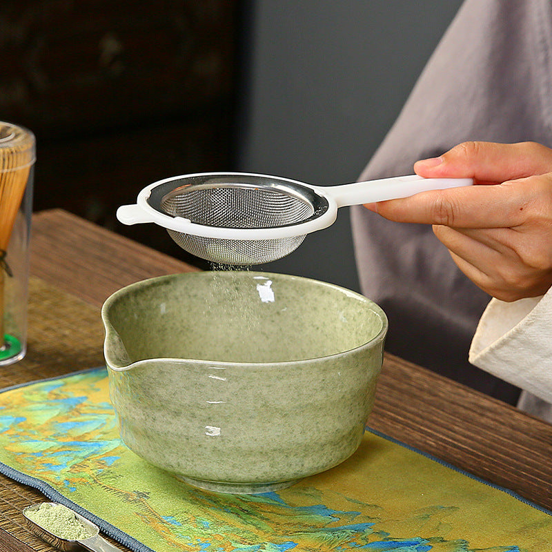 Green Complete Matcha Tea Ceremony Set - 4-Piece Japanese Traditional Whisk, Bowl, Whisk Holder & Scoop for Authentic Preparation at Home
