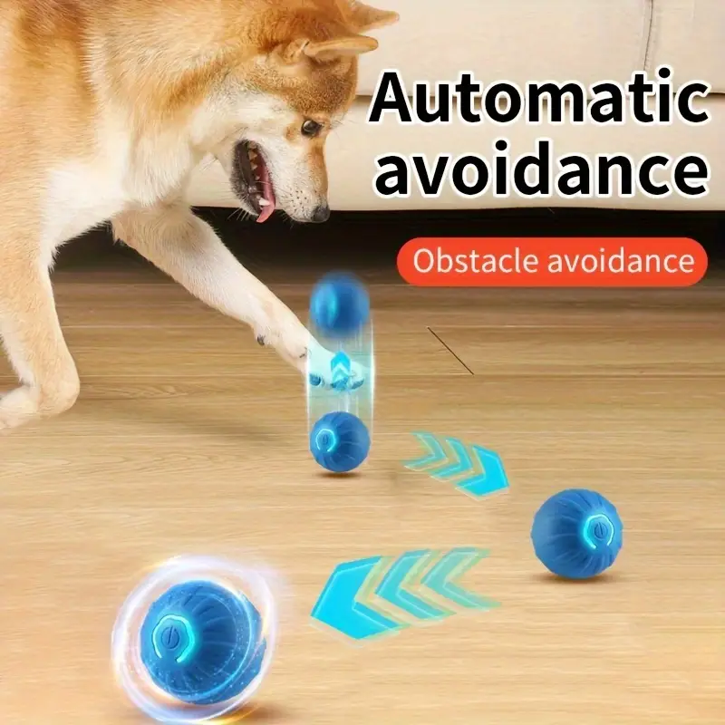 2-PCS Blue Intelligent Gravity Jump Ball - Dynamic Bite-Resistant Pet Toy for Cats & Small to Medium Breeds - USB-C Rechargeable