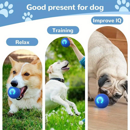 2-PCS Orange Intelligent Gravity Jump Ball - Dynamic Bite-Resistant Pet Toy for Cats & Small to Medium Breeds - USB-C Rechargeable