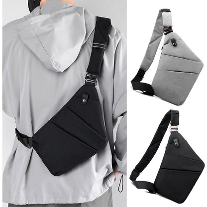 Black Anti-theft Crossbody Sling Bag for Men & Women - Slim, Lightweight Chest Shoulder Pack for Travel & Daily Commute