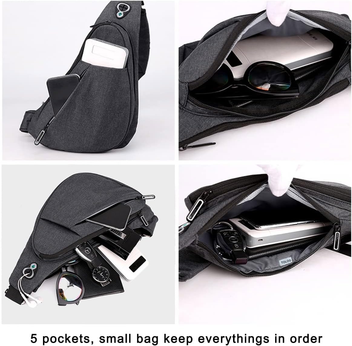 Blue on the right shoulder New Men's Reflective Crossbody Sling Bag - Casual Commuter Shoulder Chest Pack for Daily Essentials