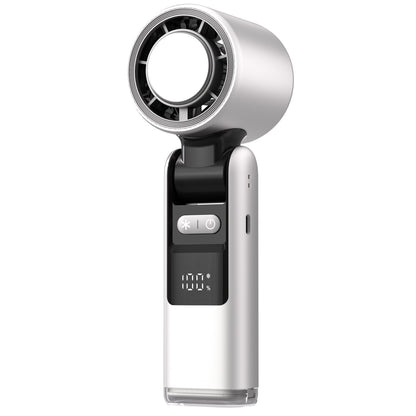 White New 100-Speed Portable Handheld Fan - Rechargeable Folding Turbo Mini USB Fan with Superconducting Cooling