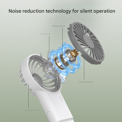 2-PCS White New Portable Handheld Air Cooler Fan - Foldable Desktop USB Rechargeable Mini Fan with Climbing Buckle
