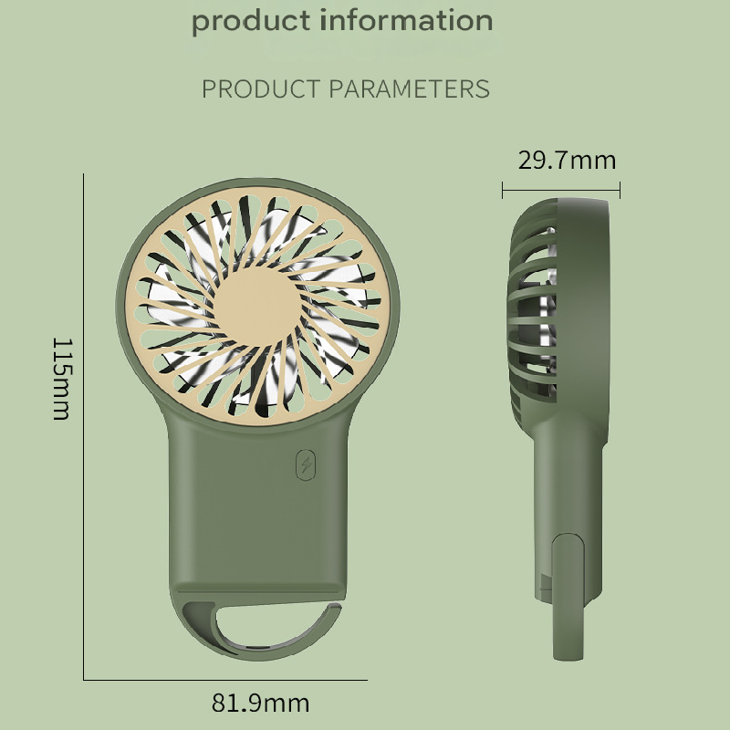 2-PCS White New Portable Handheld Air Cooler Fan - Foldable Desktop USB Rechargeable Mini Fan with Climbing Buckle