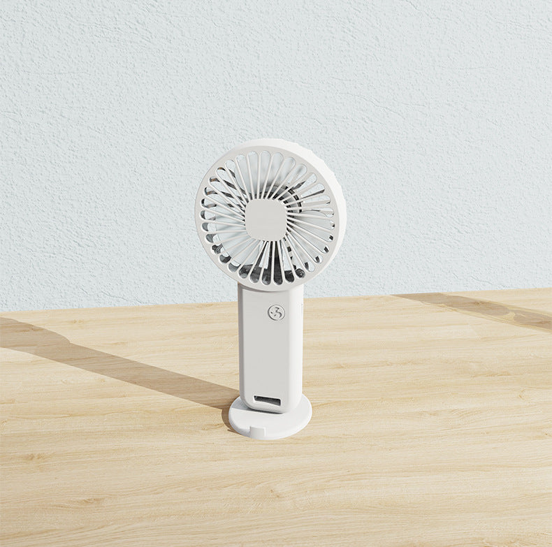 2-PCS White Portable USB Rechargeable Mini Handheld Fan with Desktop Base & Phone Stand - 3-Speed Quiet Operation