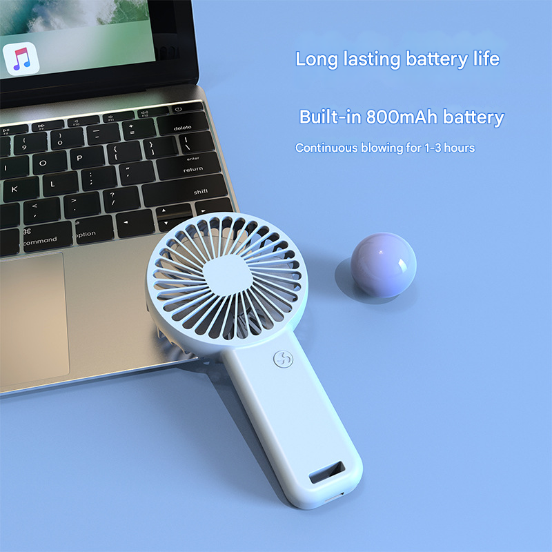 2-PCS White Portable USB Rechargeable Mini Handheld Fan with Desktop Base & Phone Stand - 3-Speed Quiet Operation