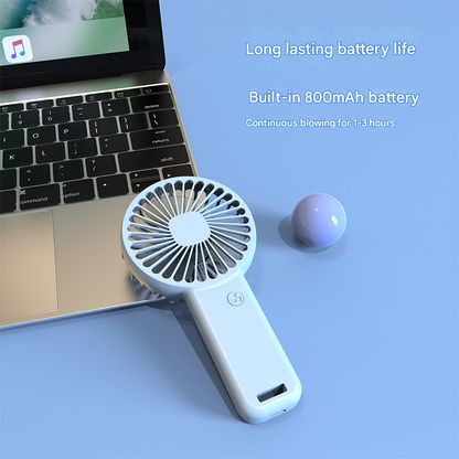 2-PCS White Portable USB Rechargeable Mini Handheld Fan with Desktop Base & Phone Stand - 3-Speed Quiet Operation