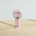 2-PCS Pink Portable USB Rechargeable Mini Handheld Fan with Desktop Base & Phone Stand - 3-Speed Quiet Operation