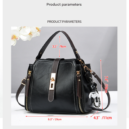 Wine red Fashion Women's Bucket Bag - Summer Crossbody Shoulder Handbag with Keychain