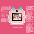 Pink rabbit Kids Instant Print Camera Zero Ink Digital Video Recorder with 32GB Card and 3 Paper Rolls Portable Rechargeable Toy Gift