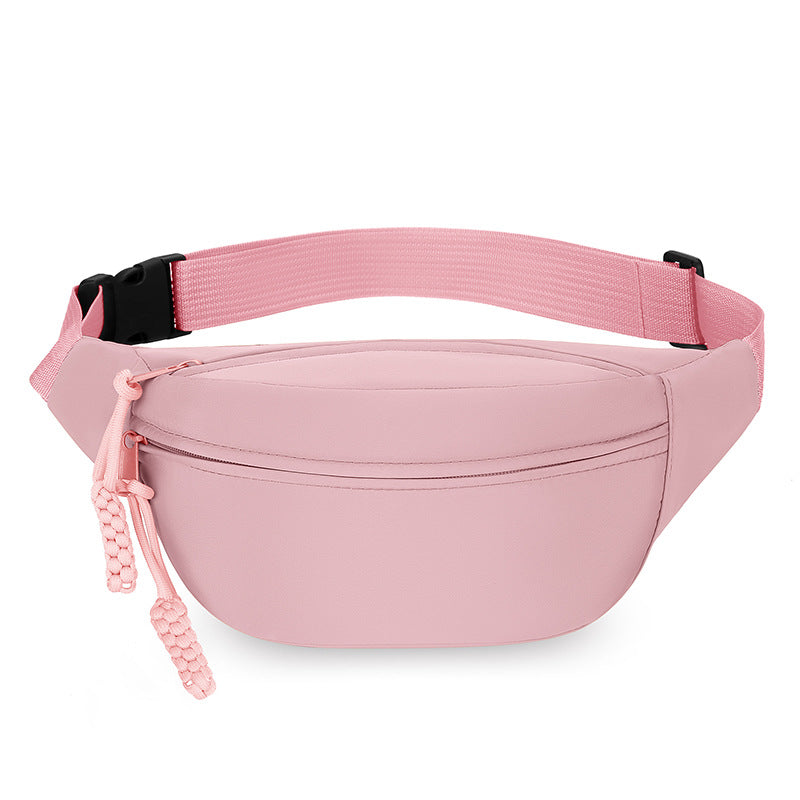 Pink Women's Fashion Crossbody Sling Bag Large Capacity Casual Shoulder Bag Waterproof Nylon Waist Pack for Travel Sports