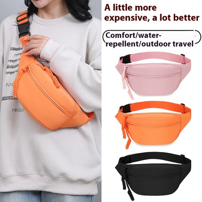Pink Women's Fashion Crossbody Sling Bag Large Capacity Casual Shoulder Bag Waterproof Nylon Waist Pack for Travel Sports
