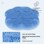 2-PCS Grey cat PAWS Non-Slip TPE Shower Mat with Foot Scrubber and Suction Cups Large Massage Bath Mat for Bathroom 30cm x 30cm