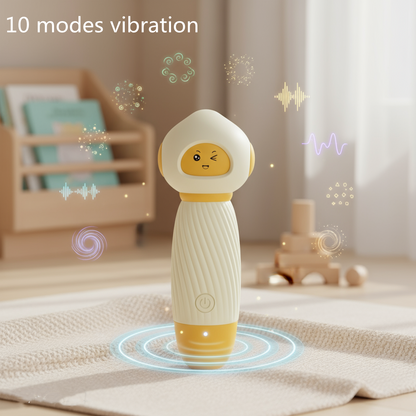 Yellow Powerful Mini Personal Massager Wand 10 Vibration Modes Quiet USB Rechargeable Soft Silicone Waterproof Discreet Body Relaxer