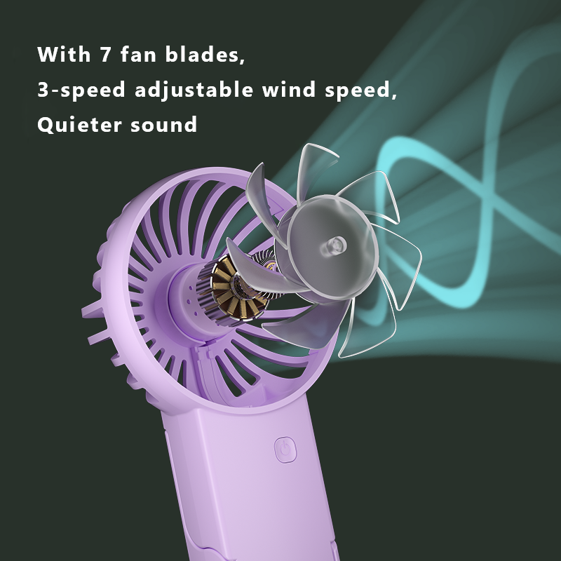 White 2 Pack Mini Portable Handheld Fan Foldable Desktop Personal Fan USB Rechargeable Pocket Fan with 3 Speeds for Travel Office and Outdoor