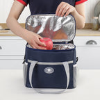 Insulated Lunch Bag Thermal Cooler Tote with Adjustable Shoulder Strap Waterproof Lining for Work School & Picnics Navy Blue Small