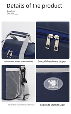 Insulated Lunch Bag Thermal Cooler Tote with Adjustable Shoulder Strap Waterproof Lining for Work School & Picnics Navy Blue Small