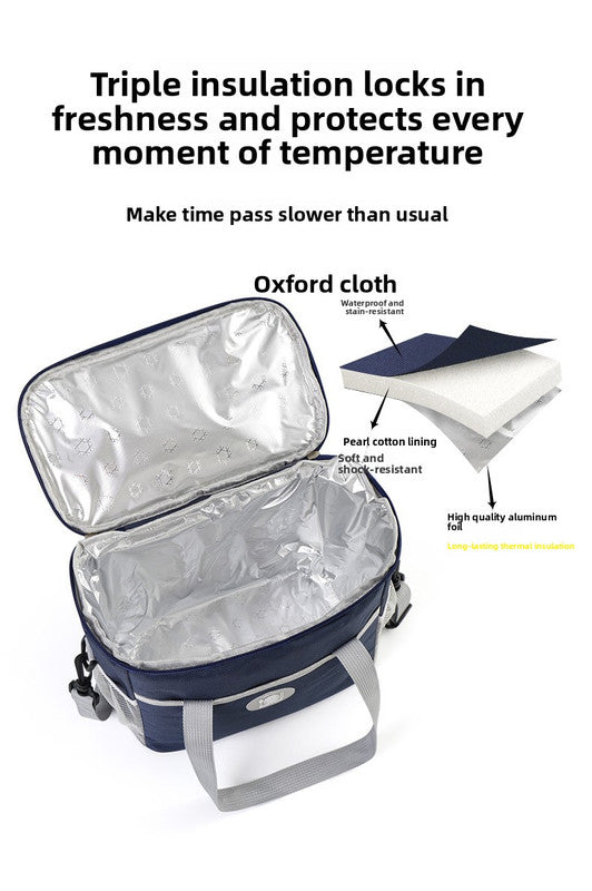 Insulated Lunch Bag Thermal Cooler Tote with Adjustable Shoulder Strap Waterproof Lining for Work School & Picnics Navy Blue Small