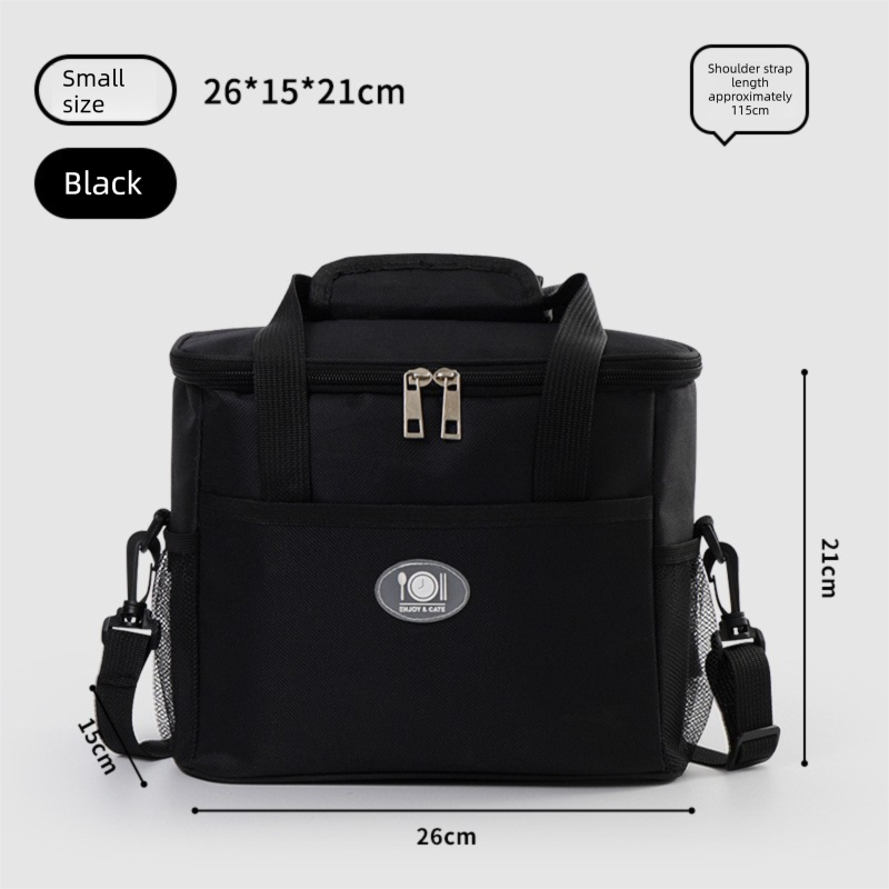 Insulated Lunch Bag Thermal Cooler Tote with Adjustable Shoulder Strap Waterproof Lining for Work School & Picnics Black Small