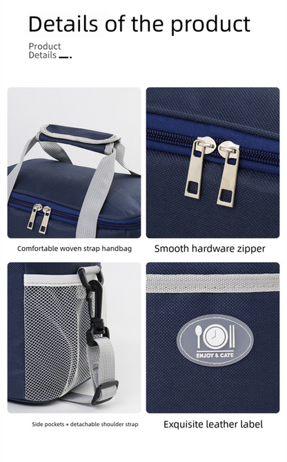 Insulated Lunch Bag Thermal Cooler Tote with Adjustable Shoulder Strap Waterproof Lining for Work School & Picnics Black Small
