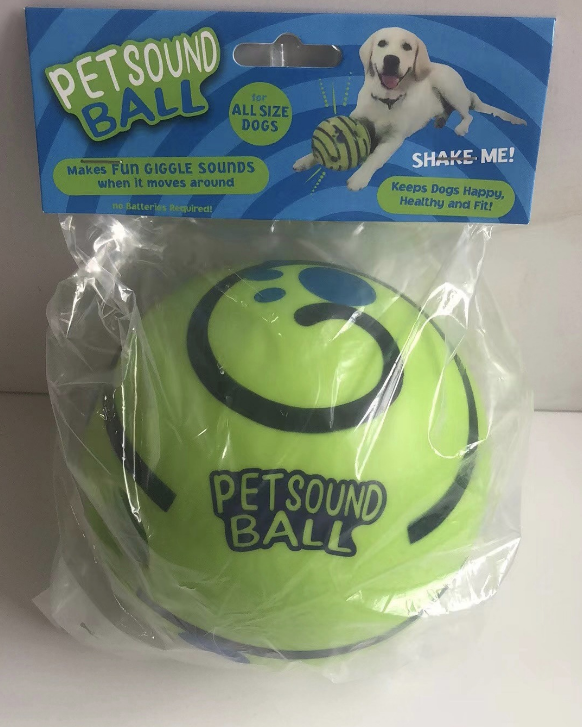 2 Pack Interactive Dog Giggle Ball Set 11cm - Green Wobble Sound Toy & White Glow in the Dark Luminous Ball - No Batteries Required for Small to Medium Dogs