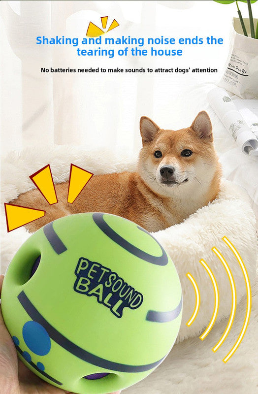 2 Pack Interactive Dog Giggle Ball Set 11cm - Green Wobble Sound Toy & White Glow in the Dark Luminous Ball - No Batteries Required for Small to Medium Dogs