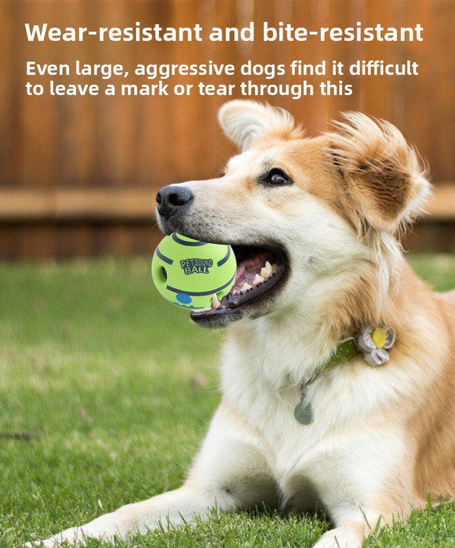 2 Pack Interactive Dog Giggle Ball Set 11cm - Green Wobble Sound Toy & White Glow in the Dark Luminous Ball - No Batteries Required for Small to Medium Dogs