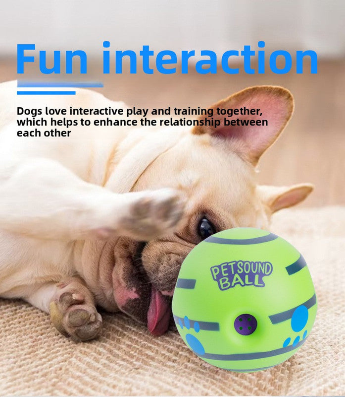 2 Pack Interactive Dog Giggle Ball Set 11cm - Green Wobble Sound Toy & White Glow in the Dark Luminous Ball - No Batteries Required for Small to Medium Dogs