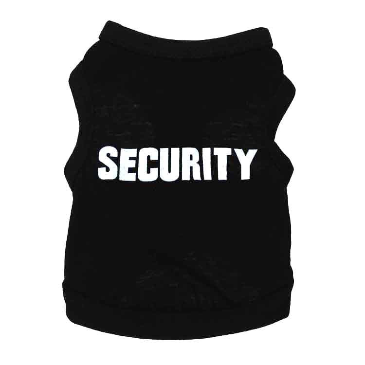 2 Pack Security Printed Pet Vest - Breathable Cotton Dog Shirt for Small Puppies & Cats - Black Summer Singlet Size XS (Chest 30cm)