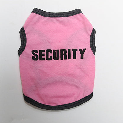 2 Pack Cotton Dog Vest Security Print - Black with Yellow Trim & Pink with Black Trim - Size XS Summer Puppy Tank Top