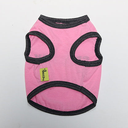 2 Pack Cotton Pet Vest "Security" Print - Black with Yellow & Pink with Black Trim - Breathable Summer Dog Tank Top Size XL (Chest 56cm) for Small Breeds
