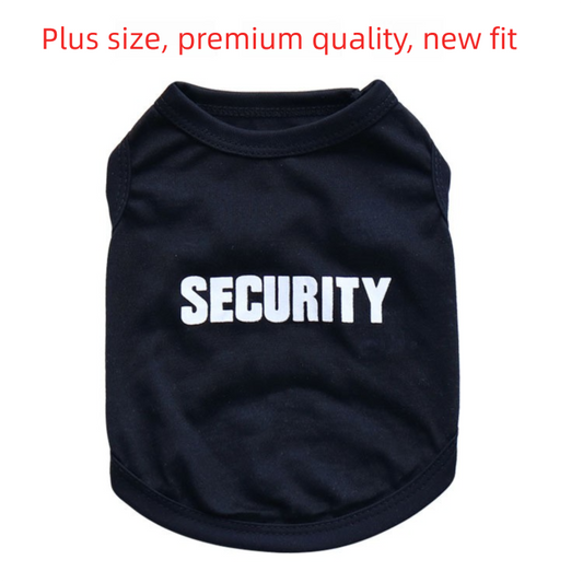 2 Pack "SECURITY" Pet Vest - Black & Yellow with Orange Trim - Breathable Cotton Dog T-Shirt Summer Apparel for Small Breeds & Cats - Size M (Chest 45cm)