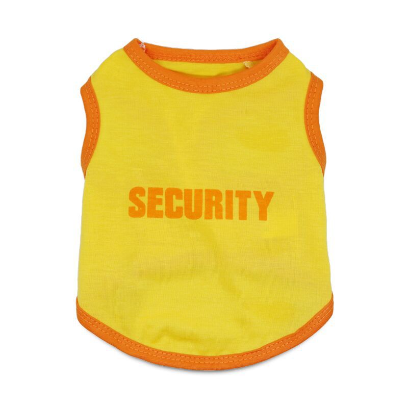 2 Pack "SECURITY" Pet Vest Set - 1 Black & 1 Yellow with Orange Trim - Breathable Cotton Dog T-Shirt Summer Apparel - Size XL (Chest 56cm)