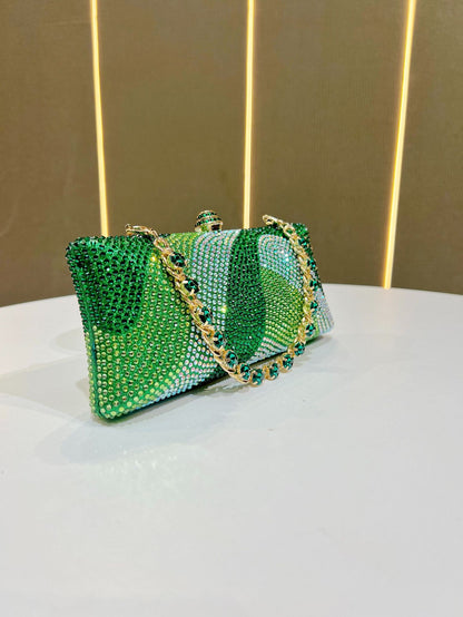Luxury Rose red Rhinestone Evening Clutch Bag Women Crystal Sparkle Formal Purse with Chain Strap for Wedding Party Prom