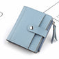 Women's Small Wallet PU Leather Card Holder with Zipper Coin Pocket - Blue Short Purse with 9 Card Slots & ID Window - Compact Bifold Design for Ladies