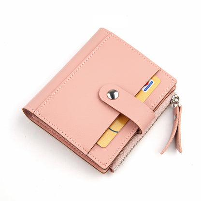 Women's Small Wallet PU Leather Card Holder with Zipper Coin Pocket - Brown Short Purse with 9 Card Slots & ID Window - Compact Bifold Design for Ladies