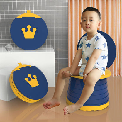 Kids Portable Travel Potty Foldable Training Toilet Seat - Green - Compact Car & Camping Emergency Commode with Backrest - 50kg Load Capacity
