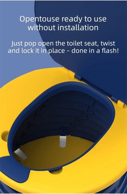Kids Portable Travel Potty Foldable Training Toilet Seat - Blue - Compact Car & Camping Emergency Commode with Backrest - 50kg Load Capacity
