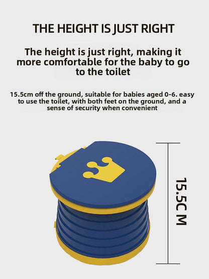 Kids Portable Travel Potty Foldable Training Toilet Seat - Blue - Compact Car & Camping Emergency Commode with Backrest - 50kg Load Capacity