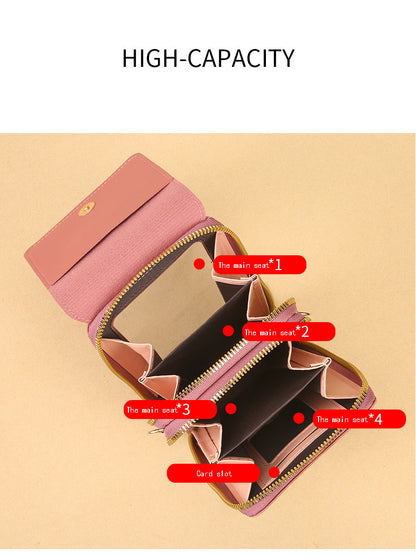 Women's Crossbody Phone Bag with Clear Touch Screen Window PU Leather Wallet Purse Multi-Pocket Shoulder Handbag Adjustable Strap Card Holder Black