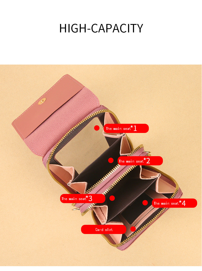 Women's Crossbody Phone Bag with Clear Touch Screen Window PU Leather Wallet Purse Multi-Pocket Shoulder Handbag Adjustable Strap Card Holder Reseda