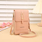 Women's Crossbody Phone Bag with Clear Touch Screen Window PU Leather Wallet Purse Multi-Pocket Shoulder Handbag Adjustable Strap Card Holder Pale pink