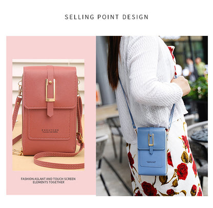 Women's Crossbody Phone Bag with Clear Touch Screen Window PU Leather Wallet Purse Multi-Pocket Shoulder Handbag Adjustable Strap Card Holder Pale pink
