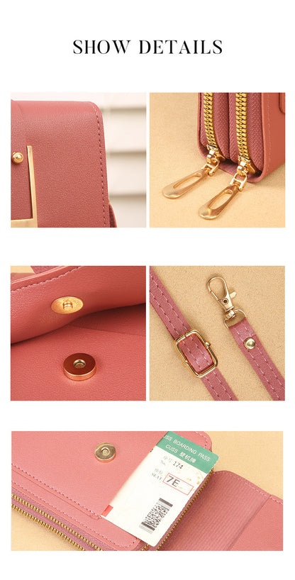 Women's Crossbody Phone Bag with Clear Touch Screen Window PU Leather Wallet Purse Multi-Pocket Shoulder Handbag Adjustable Strap Card Holder Dark pink