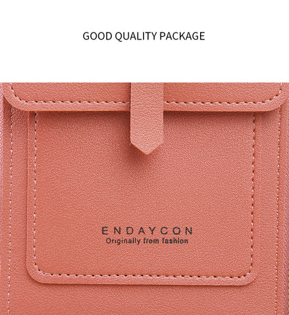 Women's Crossbody Phone Bag with Clear Touch Screen Window PU Leather Wallet Purse Multi-Pocket Shoulder Handbag Adjustable Strap Card Holder Brown