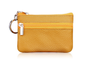 Small Coin Purse Key Ring Wallet Mini Change Pouch Dual Zipper Pocket PU Leather Portable Storage Bag Yellow