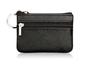 Small Coin Purse Key Ring Wallet Mini Change Pouch Dual Zipper Pocket PU Leather Portable Storage Bag Black