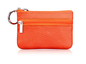Small Coin Purse Key Ring Wallet Mini Change Pouch Dual Zipper Pocket PU Leather Portable Storage Bag Orange