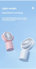 Portable Turbo Fan 3-in-1 Mini Handheld Desk Fan Rechargeable Personal Cooling Device with Neck Lanyard 180 Degree Adjustable Head Quiet Wind White