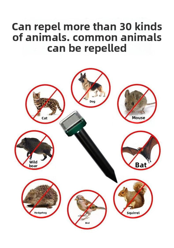Solar-Powered Sonic Snake and Rodent Repeller Ground Stake - Outdoor Waterproof Ground Vibration Pest Deterrent Device - Ultrasonic Control for Moles, Voles, and House Mice - Garden Lawn Protection - Green Square Top Model